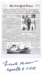 Frank Borman Signed New York Times Poster From 28 December 1968 After the Successful Return to Earth of Apollo 8 -- Borman Additionally Writes ...a small disk 240,000 miles away...